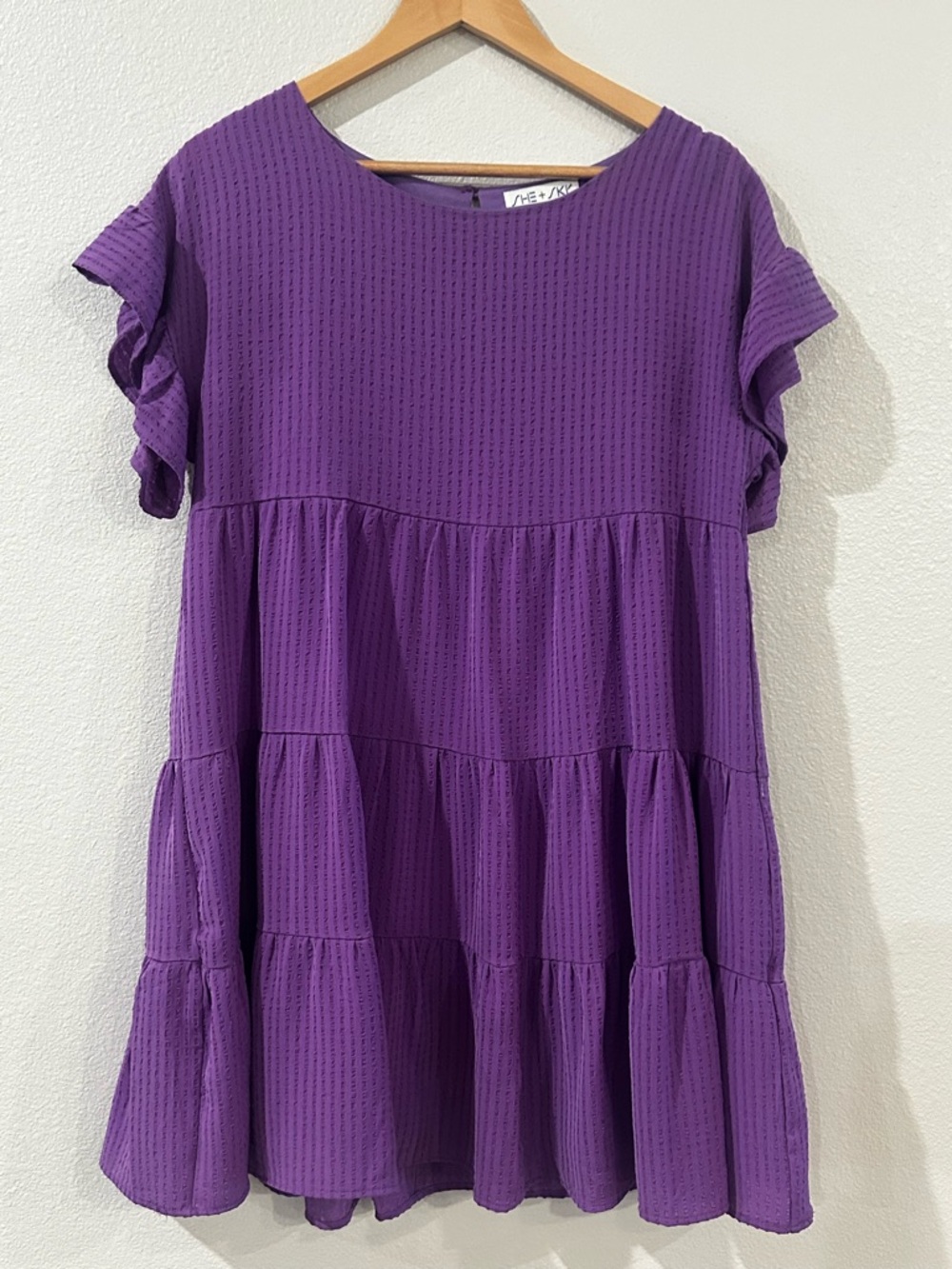 Purple Tiered Ruffle Sleeve women’s Dress